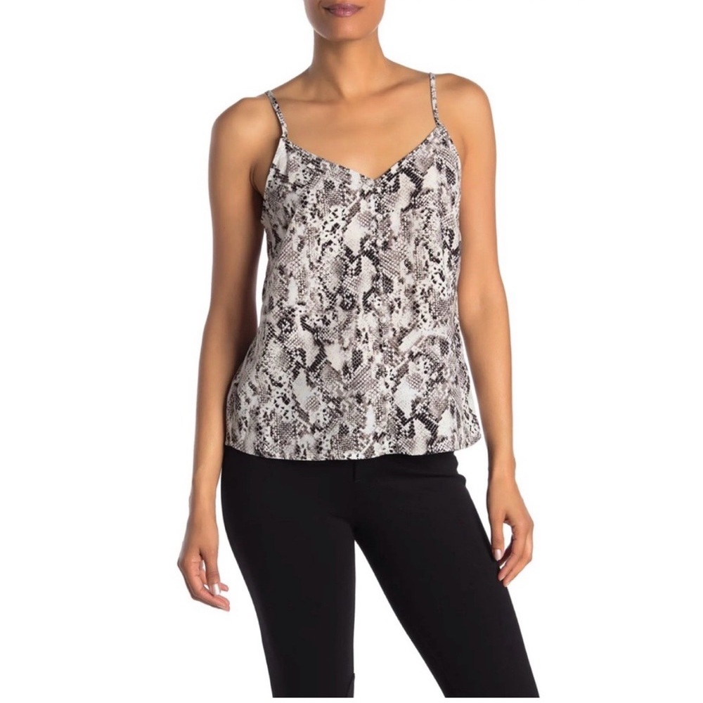 Sanctuary - Anthropologie Brown Snake Python Print Faux Button Front Cami XL